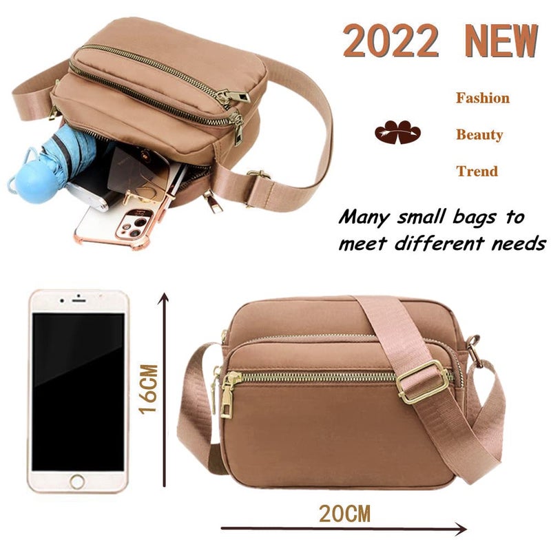 DIHKLCIO Nylon Crossbody Bags for Women Purses and Handbags Women's Casual Messenger Bags Waterproof Black Crossbody Purse (khaki) - Image 4